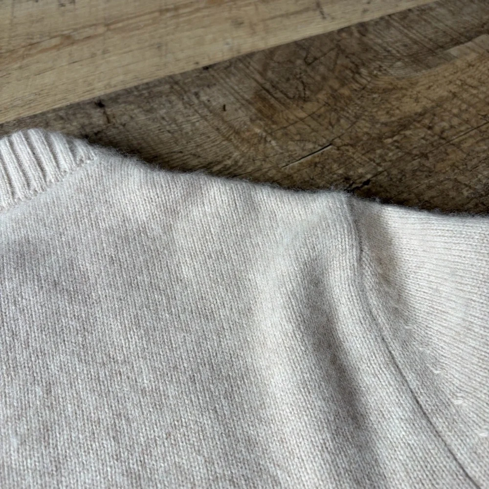 Tory Burch Oatmeal Rainbow Stripe Cashmere Crewneck Sweater